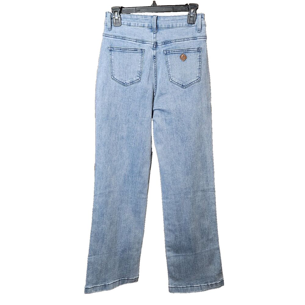 Etello Light Blue High Waisted Wide Leg Jeans Straight Leg Denim Women's Size 12